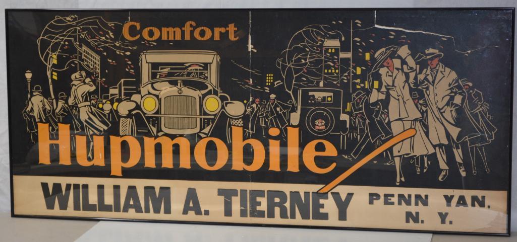 Fantastic Looking Circa 1930's Hupmobile (automobile) Cardboard Poster