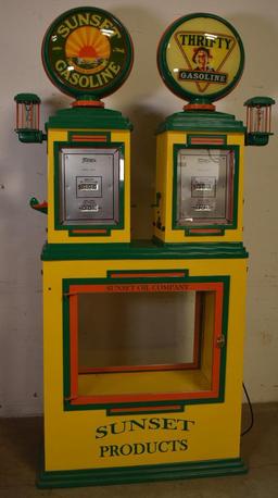 Twin Tokheim Model #34 Computing Gas Pumps Show Case, Fantasy