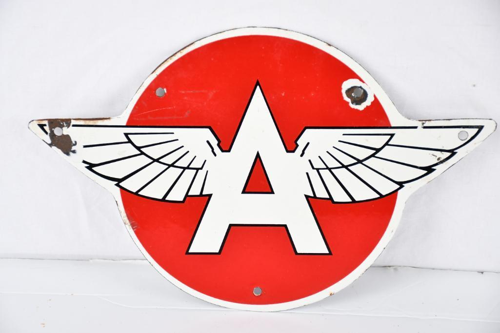 (Flying A) w/Logo Flat Porcelain Truck Sign