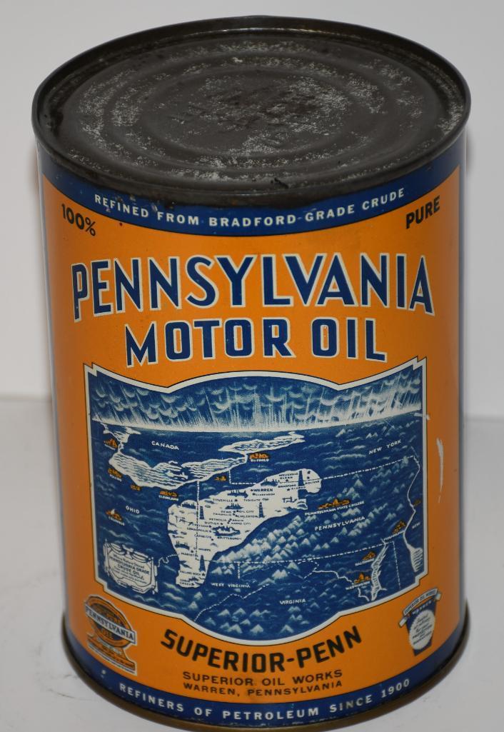 Pennsylvania Motor Oil Superior-Penn Quart Metal Can