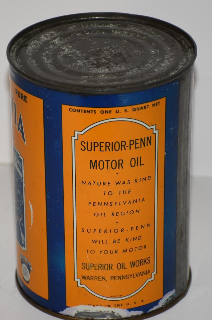Pennsylvania Motor Oil Superior-Penn Quart Metal Can