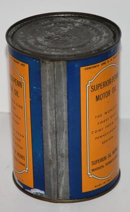 Pennsylvania Motor Oil Superior-Penn Quart Metal Can