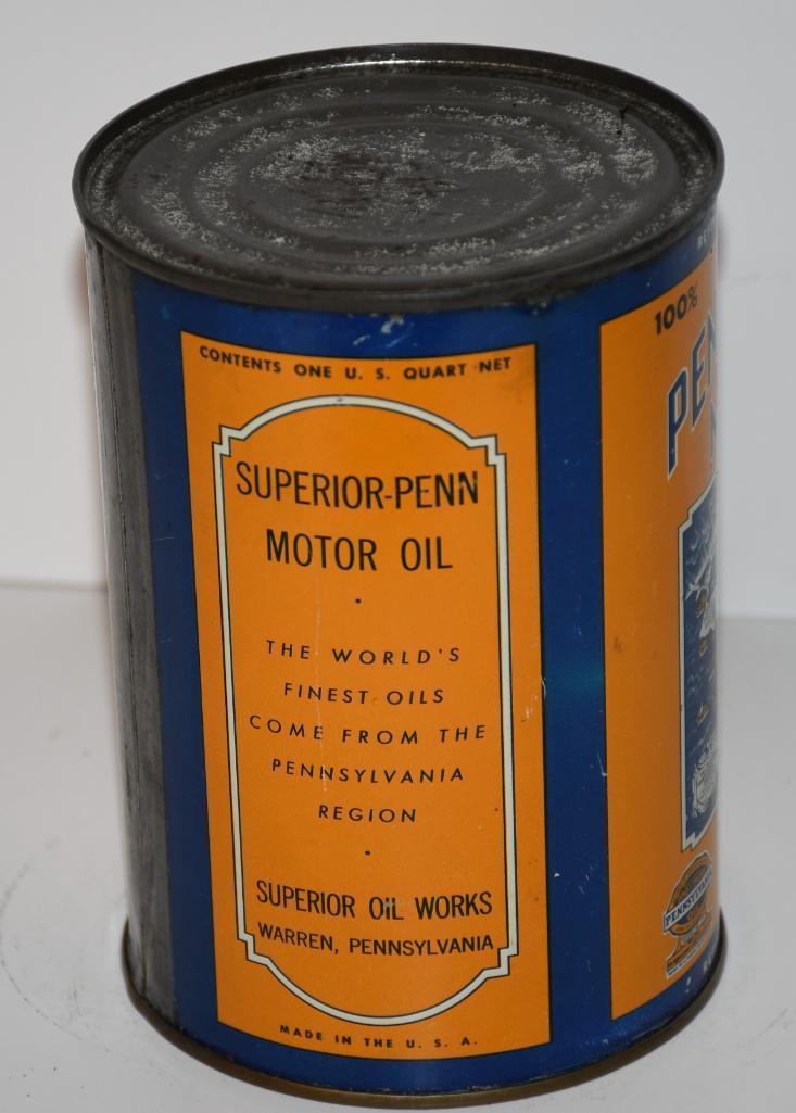 Pennsylvania Motor Oil Superior-Penn Quart Metal Can