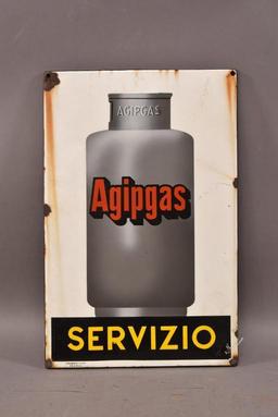 Agipgas Servizio w/ Logo Porcelain Sign