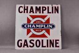 Champlin Gasoline w/ Logo Porcelain Sign (TAC)