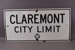 Claremont City Limit S. Cal AAA Porcelain Sign