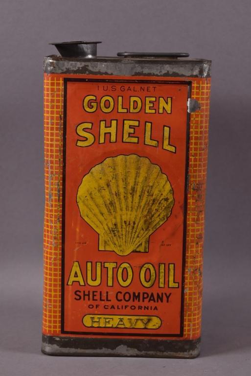 Golden Shell Auto Oil One Gallon Embossed Can