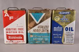 3-Ten Quart Motor Oil Metal Cans