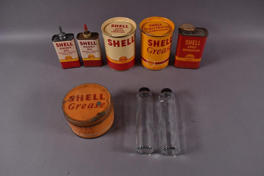 Box lot of Shell Cans & Bottles