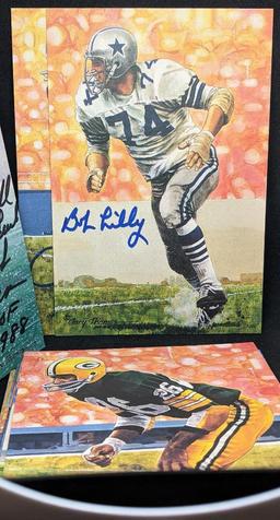 Pro Football HOF Art Series 4 w/ 3 Autographs Jack Ham Gale Sayers & Bob Lilly