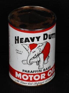 Heavy Duty Motor Oil w/Elephant Quart Round Metal Can