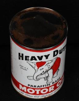 Heavy Duty Motor Oil w/Elephant Quart Round Metal Can