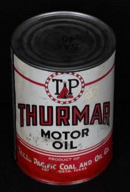 TP Texas Pacific Motor Oil One Quart Round Metal Can