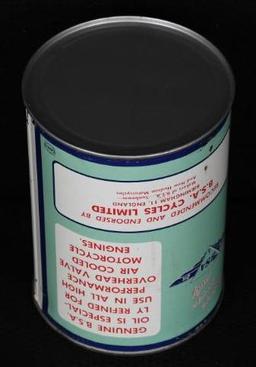 Genuine BSA Motorcycle Oil Quart Round Metal Can