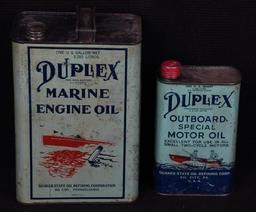 LOT OF 2! Duplex Marine Engine Oil Gallon & Outboard Quart Cans