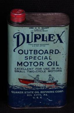 LOT OF 2! Duplex Marine Engine Oil Gallon & Outboard Quart Cans