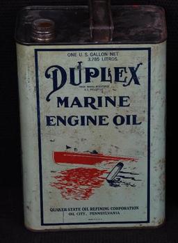 LOT OF 2! Duplex Marine Engine Oil Gallon & Outboard Quart Cans