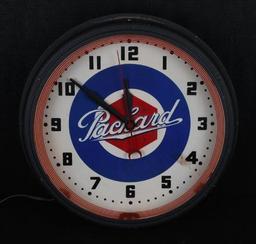 Packard w/Lug Nut Logo Neon Clock