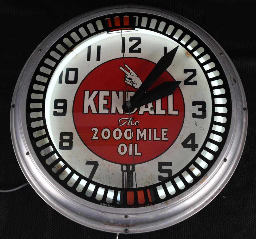 Kendall "The 2000 Mile Oil" Neon Spinner Clock