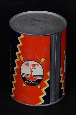 Silent Chief Motor Oil One Quart Round Metal Can w/Logo