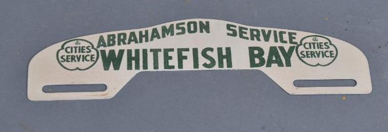 Cities Service Whitefish Bay License Plate Attachment