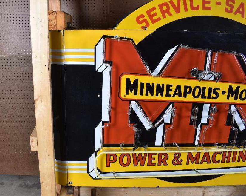 Minneapolis-Moline Power & Machinery Sales & Service Porcelain Neon Sign