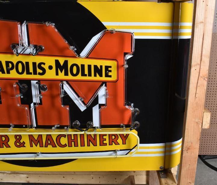 Minneapolis-Moline Power & Machinery Sales & Service Porcelain Neon Sign