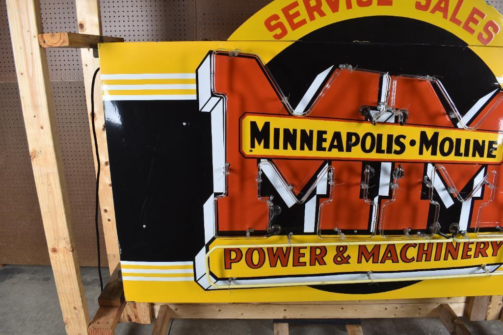 Minneapolis-Moline Power & Machinery Sales & Service Porcelain Neon Sign