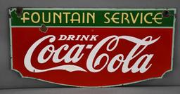 Drink Coca-Cola Fountain Service Porcelain Sign