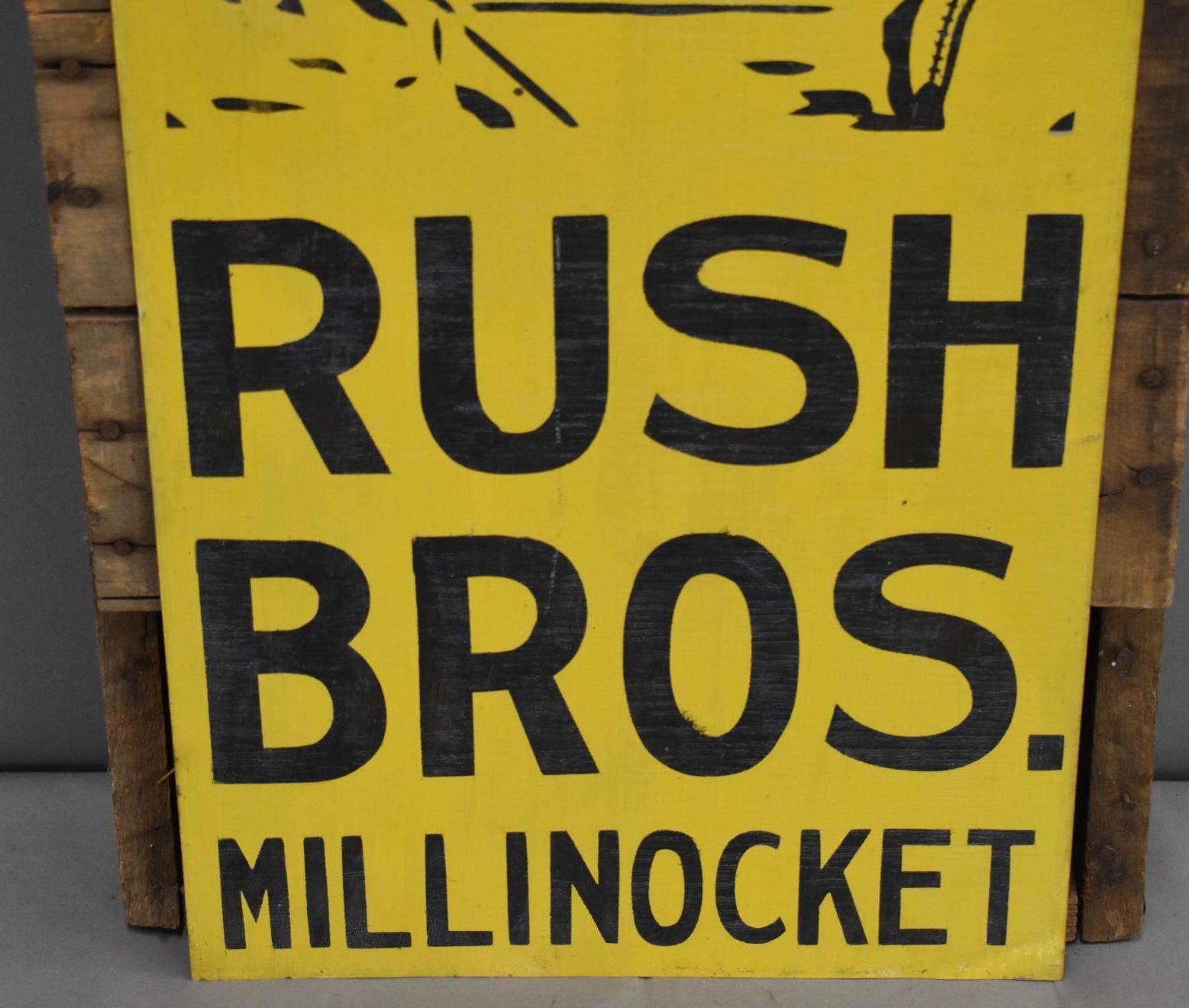 Rubber Goods Rush Bros Metal Sign w/Shipping Crate