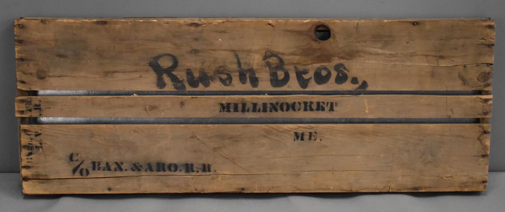 Rubber Goods Rush Bros Metal Sign w/Shipping Crate