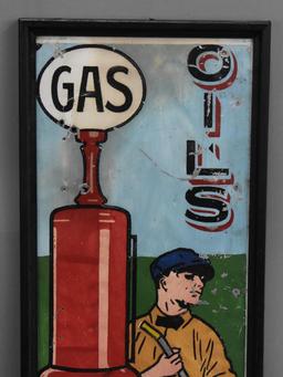 Gas Oils w/Pump & Man Metal Sign