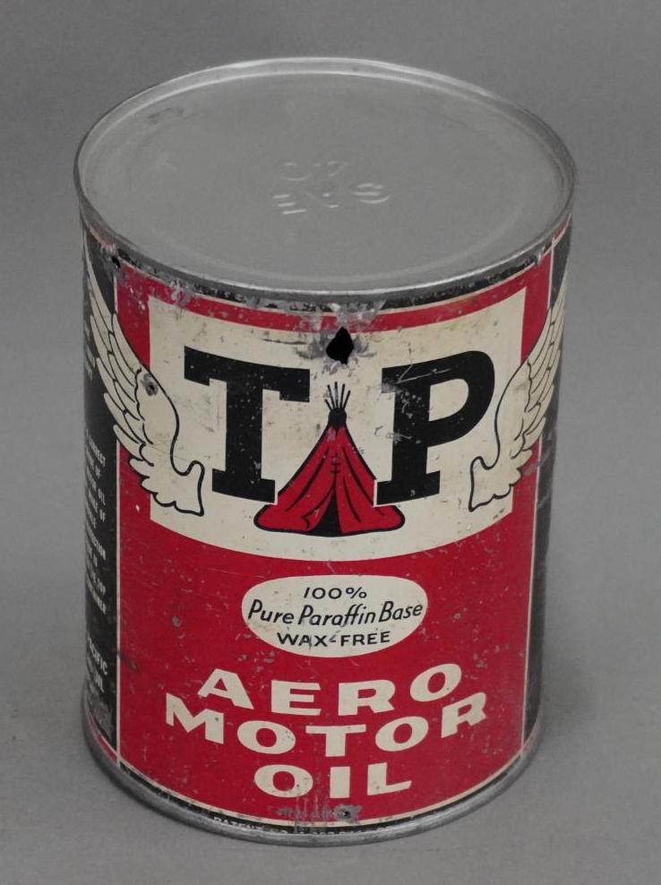 TP (Texas-Pacific) Aero Motor Oil Quart Metal Can