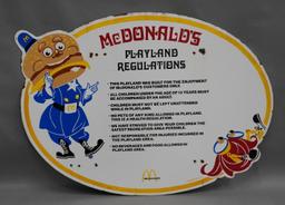 McDonald's Playland Regulations Porcelain Sign (TAC)