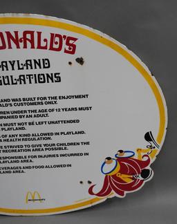 McDonald's Playland Regulations Porcelain Sign (TAC)