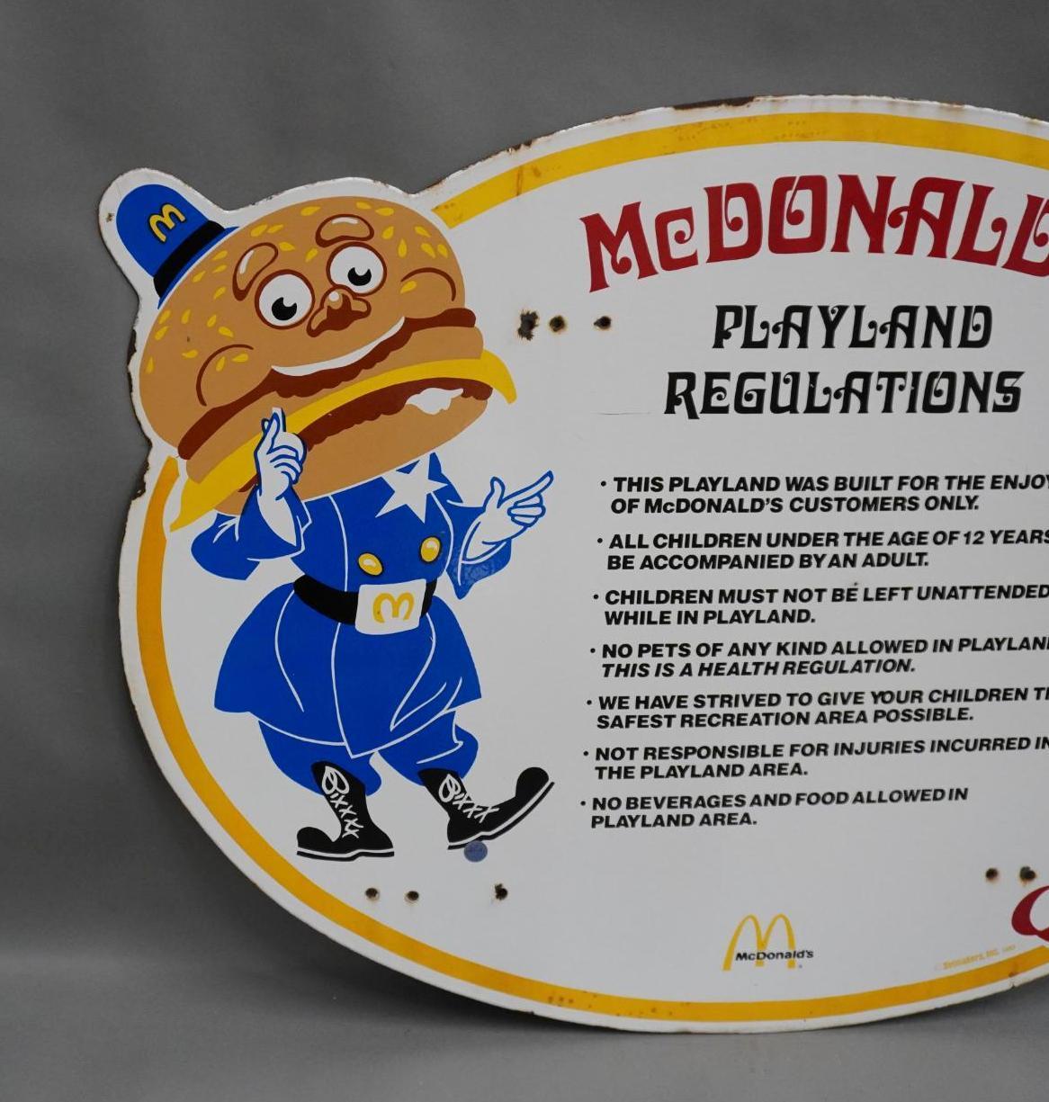 McDonald's Playland Regulations Porcelain Sign (TAC)