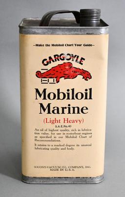 Gargoyle Mobiloil Marine Motor Oil One Gallon Square Metal Can