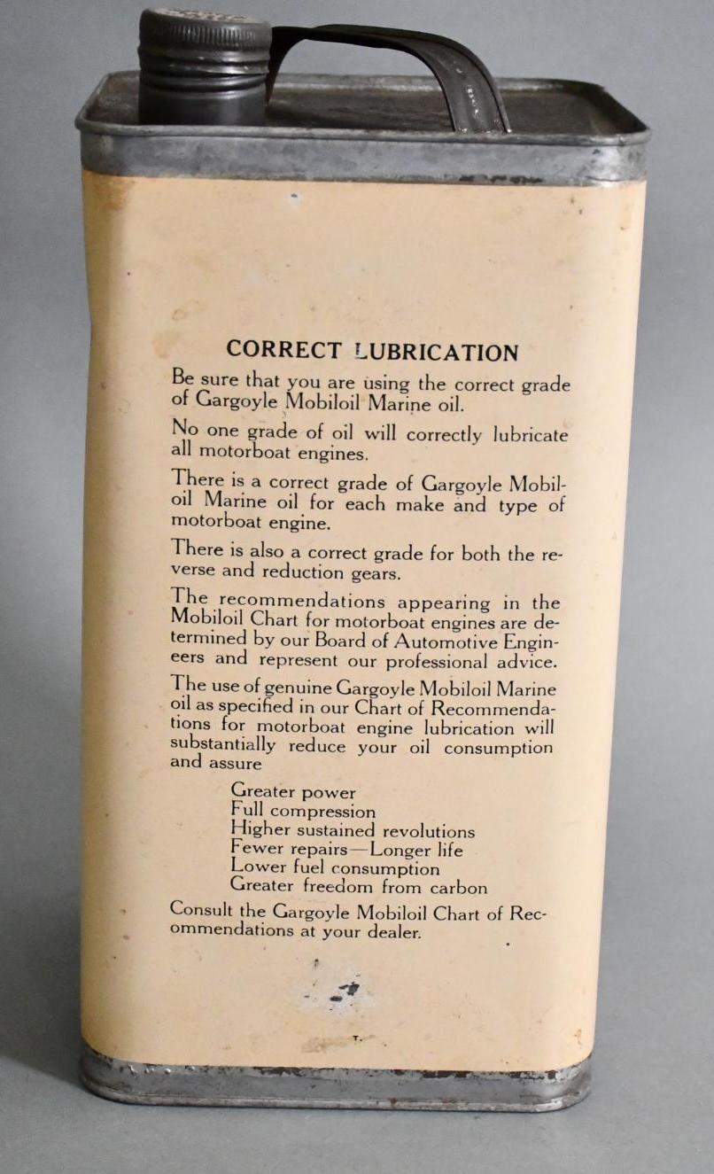 Gargoyle Mobiloil Marine Motor Oil One Gallon Square Metal Can
