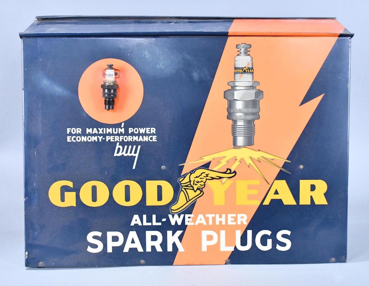 Rare Goodyear All-Weather Spark Plugs Counter-Top Point of Sale Metal Display