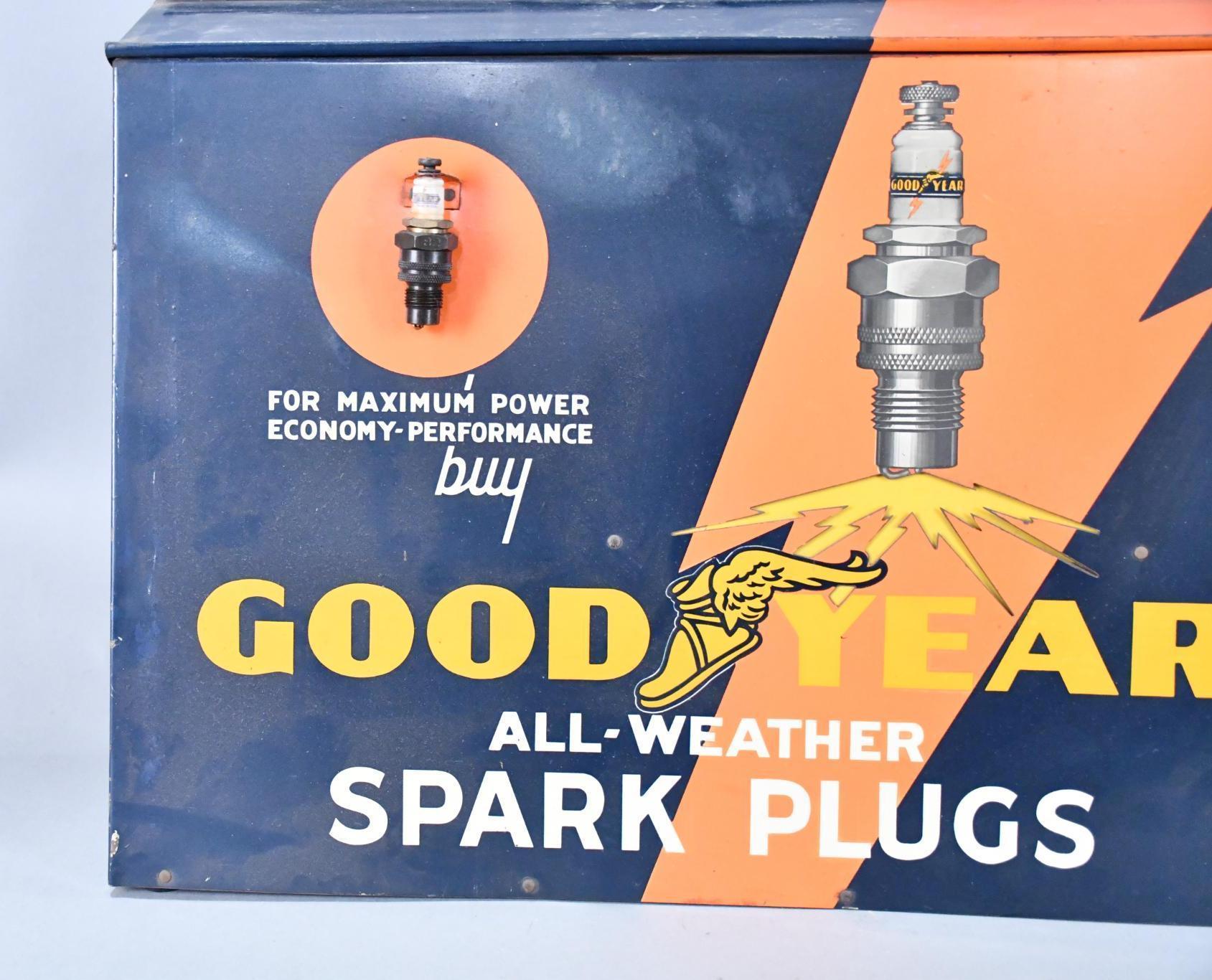 Rare Goodyear All-Weather Spark Plugs Counter-Top Point of Sale Metal Display