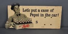 Pepsi-Cola "Let's put a case of Pepsi in the car!" Cardboard Sign (TAC)