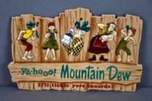 "Ultra Rare" Ya-Hoo! Mountain Dew "It'll tickle yore innards!" w/Logo Foil Faced Cardboard Sign