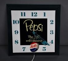 Pepsi-Cola "The Light Refreshment" Metal Clock (TAC)