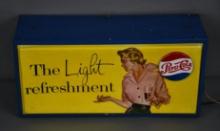 Pepsi-Cola "The Light Refreshment" w/Lady Holding a Glass Plastic Lighted Sign