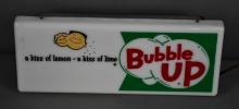 Bubble UP "a kiss of lemon-a kiss of lime" w/Logo Plastic Lighted Sign