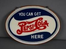 You Can Get Pepsi:Cola Here Oval Glass Sign