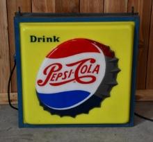 Drink Pepsi-Cola Lighted Plastic Sign