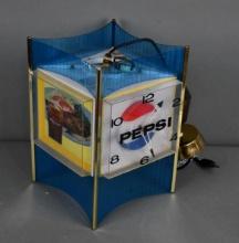 Pepsi-Cola Rotating Lighted Clock/Advertising Signs
