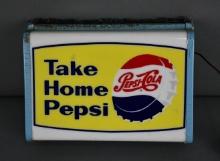 Pepsi-Cola w/Bottle Logo "Take Home Pepsi" Plastic Lighted Sign