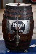 Hires Root Beer Wood Barrel Dispenser w/Metal Sign